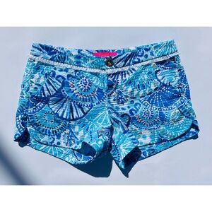 Lilly Pulitzer Adie Shorts Blue Half Shell, Size 00